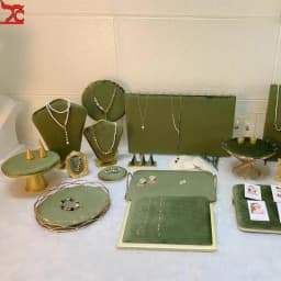 Fashion Grass Green Series Velvet Jewelry Display Rack Jewelry Shop Window Necklace Display Ring Bracelet Ornaments Rack