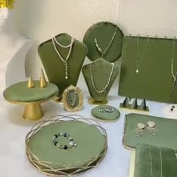 Fashion Grass Green Series Velvet Jewelry Display Rack Jewelry Shop Window Necklace Display Ring Bracelet Ornaments Rack
