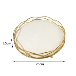 Round Velvet Tray with Metal Frame Rings Earrings Necklace Display Organizer Window Counter Decoration Chain Bracelet Storage