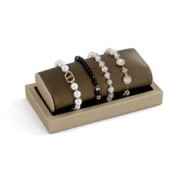 Brown PU Leather Bracelet Display Rack Jewelry Business Exhibition Prop Wrist Watch Bangle Organizer Stand Necklace Holder