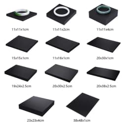 Black PU Leather Jewelry Display Riser Window Counter Top Presentation Board Organizer Showcase Collectible Necklace Holder Base