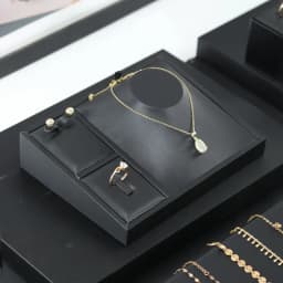 Brushed Black Leather Luxury Jewelry Display Props Wenwan Necklace Ring Stand Earrings Bracelet Jewelry Display Tray
