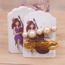 50pcs Square Shape White /Brown Hair Card Jewelry Package Hair Clip Card Black Blank Paper Hairclaw Ornaments Display Card