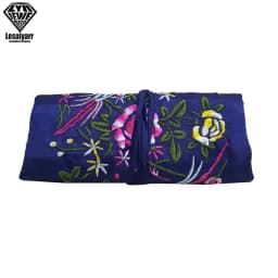 Embroidered Chinese Jewelry Roll Bag Travel Jewelry Organizer Storage Case Pouch for Necklaces Rings Bracelet Portable Practical
