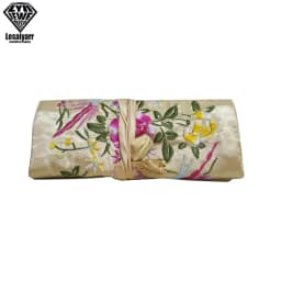 Embroidered Chinese Jewelry Roll Bag Travel Jewelry Organizer Storage Case Pouch for Necklaces Rings Bracelet Portable Practical