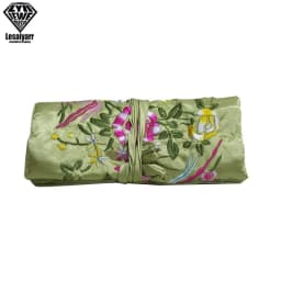 Embroidered Chinese Jewelry Roll Bag Travel Jewelry Organizer Storage Case Pouch for Necklaces Rings Bracelet Portable Practical