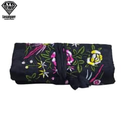 Embroidered Chinese Jewelry Roll Bag Travel Jewelry Organizer Storage Case Pouch for Necklaces Rings Bracelet Portable Practical