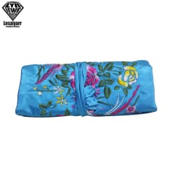 Embroidered Chinese Jewelry Roll Bag Travel Jewelry Organizer Storage Case Pouch for Necklaces Rings Bracelet Portable Practical