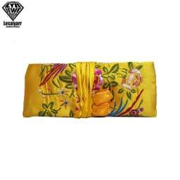 Embroidered Chinese Jewelry Roll Bag Travel Jewelry Organizer Storage Case Pouch for Necklaces Rings Bracelet Portable Practical