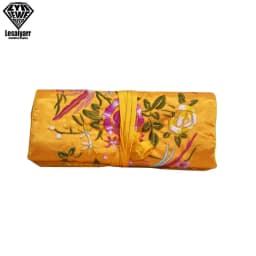 Embroidered Chinese Jewelry Roll Bag Travel Jewelry Organizer Storage Case Pouch for Necklaces Rings Bracelet Portable Practical