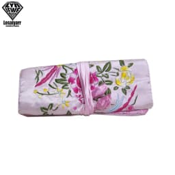 Embroidered Chinese Jewelry Roll Bag Travel Jewelry Organizer Storage Case Pouch for Necklaces Rings Bracelet Portable Practical