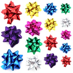 10-20Pcs Christmas Ribbon Bows Colorful Self-Adhesive Star Flower Bow DIY Gift Packaging Christmas Birthday Wedding Decoration