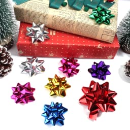 10-20Pcs Christmas Ribbon Bows Colorful Self-Adhesive Star Flower Bow DIY Gift Packaging Christmas Birthday Wedding Decoration
