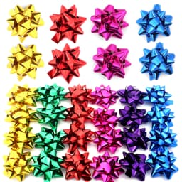 10-20Pcs Christmas Ribbon Bows Colorful Self-Adhesive Star Flower Bow DIY Gift Packaging Christmas Birthday Wedding Decoration