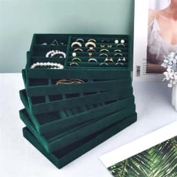 Velvet Jewelry Display Tray Exquisite Jewellery Holder Portable Ring Earrings Necklace Organizer Storage Box Organizator Trays