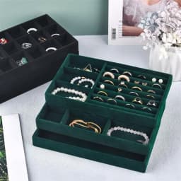 Velvet Jewelry Display Tray Exquisite Jewellery Holder Portable Ring Earrings Necklace Organizer Storage Box Organizator Trays