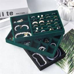 Velvet Jewelry Display Tray Exquisite Jewellery Holder Portable Ring Earrings Necklace Organizer Storage Box Organizator Trays