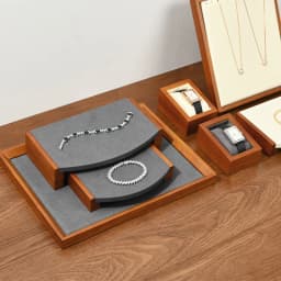 Oirlv Wooden Jewelry Rack Display Stand Wood Jewelry Tray Ring Earring Bracelet Necklace Holder Solid Wood Jewelry Display Stand