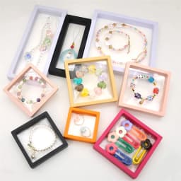 PE Film Colorful Jewelry Storage Box 3D Packaging Case Gemstone Free Stand Floating Frame Membrane Ring Earring Bracelet Display