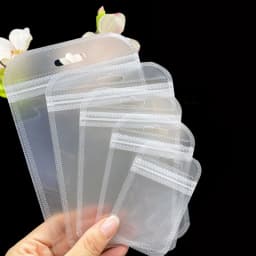 50pcs Thicken Resealable Ziplock OPP Bags Laser Iridescent Bag Clear Storage Bag White Bag with Hang Hole for DIY Jewelry Making