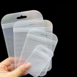50pcs Thicken Resealable Ziplock OPP Bags Laser Iridescent Bag Clear Storage Bag White Bag with Hang Hole for DIY Jewelry Making