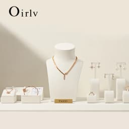 Oirlv Beige Jewelry Display Stand for Ring Earring Necklace Stand Store Window Counter Showcasing Rack for Jewelry Display Props