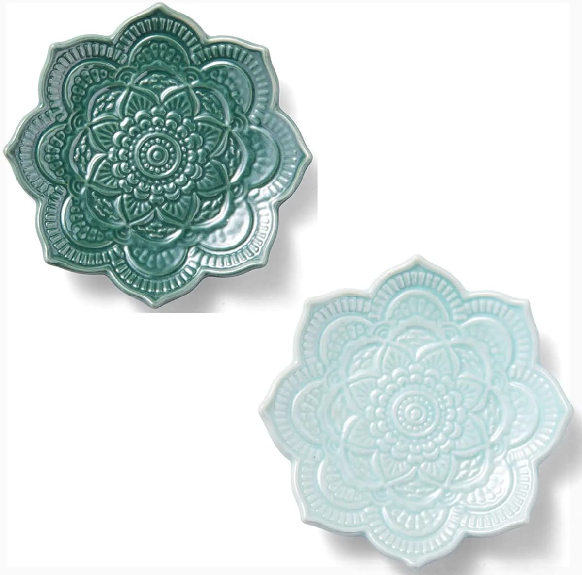 Flower Decorative Elegant Pattern Sturdy Ceramic Trinkets Dish Accessory for Rings Necklaces and Bracelets