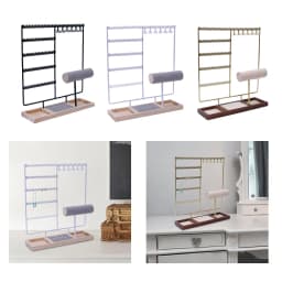 Jewelry Display Rack Earrings Ring Necklace Watch Jewelry Shelf Organizer Bracelet Stand Holder Hooks Storage with Jewelry Tray