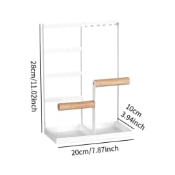 Jewelry Display Rack Earrings Ring Necklace Watch Jewelry Shelf Organizer Bracelet Stand Holder Hooks Storage with Jewelry Tray