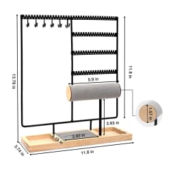 Jewelry Display Rack Earrings Ring Necklace Watch Jewelry Shelf Organizer Bracelet Stand Holder Hooks Storage with Jewelry Tray