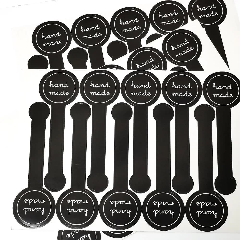 100pcs Round Head Black Handmade Goods Label Tag Self-adhesive Sticker for Baking Cake Fruit Box DIY Decoration Package Supplier