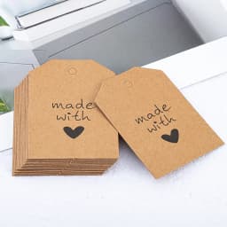 50pcs 4.2x5.5cm Hanging Lables Made with Love Kraft Paper Tag 10 meters Jute String for Handmade Wedding Party Favors Gift Label
