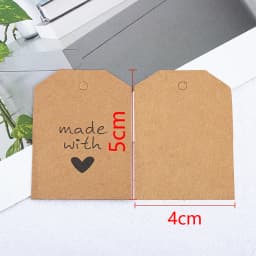 50pcs 4.2x5.5cm Hanging Lables Made with Love Kraft Paper Tag 10 meters Jute String for Handmade Wedding Party Favors Gift Label