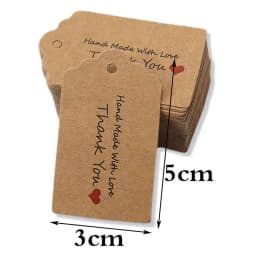 50pcs 4.2x5.5cm Hanging Lables Made with Love Kraft Paper Tag 10 meters Jute String for Handmade Wedding Party Favors Gift Label