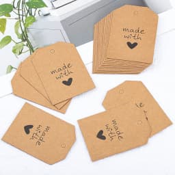 50pcs 4.2x5.5cm Hanging Lables Made with Love Kraft Paper Tag 10 meters Jute String for Handmade Wedding Party Favors Gift Label