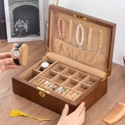 Wood Jewelry Box for Women Necklace Earrings Rings Jewelry Boxes Pendant Dispiay Stands Bracelet Separators Storage Organizer