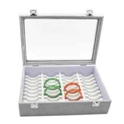 40 Bracelets Jewelry Organizer Jewellery Box with Clear Glass Lid for Showing Made of PU Glasses and Plastic