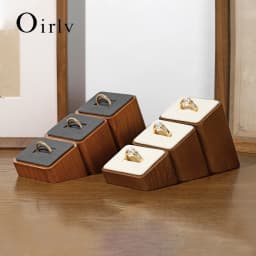 Oirlv Wooden Jewelry Organizer Rack Ring Storage Stand Ring Display Rack 3 Piece Set Jewelry Holder Ring Photography Props