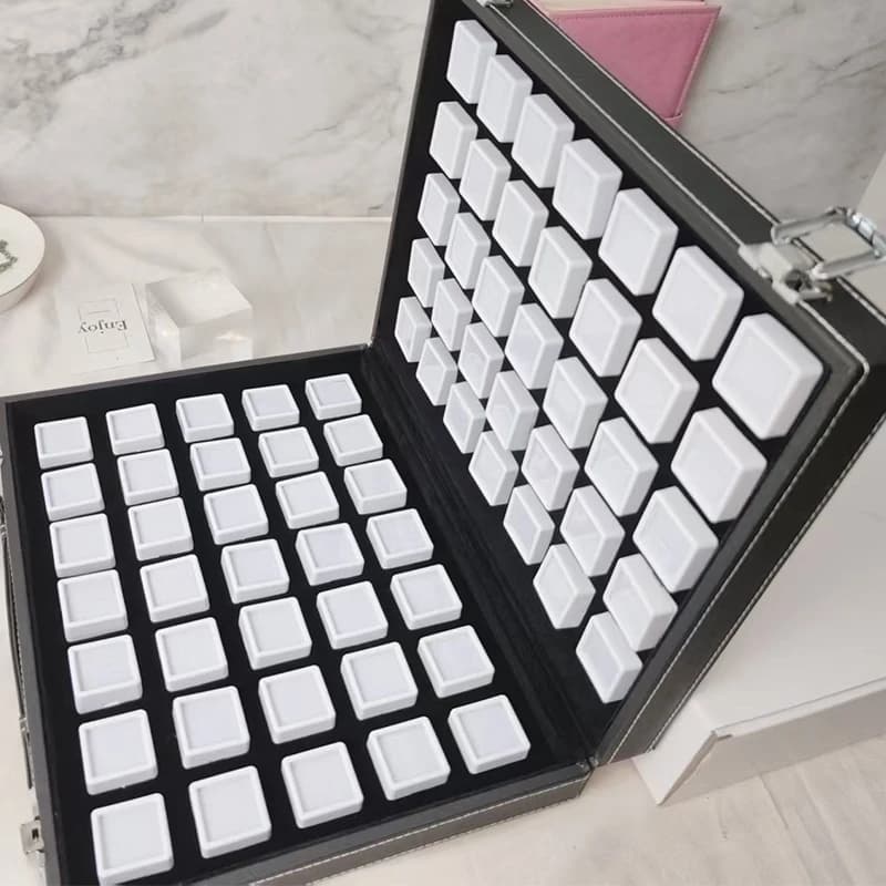 Diamond Storage Box Gemstone Organizer PU Leather Gems Travel Showcase Stone Loose Diamond Piercing Jewelry Display Box