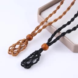1pc Necklace Cord Empty Stone Holder Natural Quartz Crystal Raw Stone Chakra Point Healing Fish Netted Indians Amulets Pendant