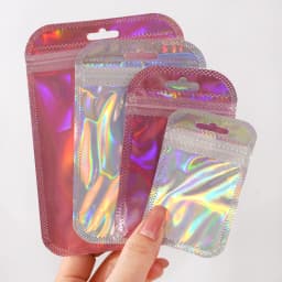 10Pcs/Lot Thicken Zip Lock Bags Colorful Resealable Laser Packaging Bag Plastic Pouch For Beads Jewelry Display Gift Storage Bag