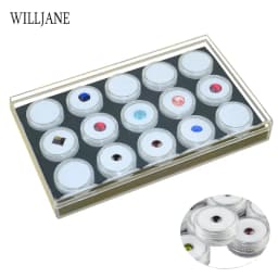 Transparent Loose Diamond Storage Box Acrylic Lid Gemstone Display Container Case Round Pearl Gem Jars Insert Holder Collector