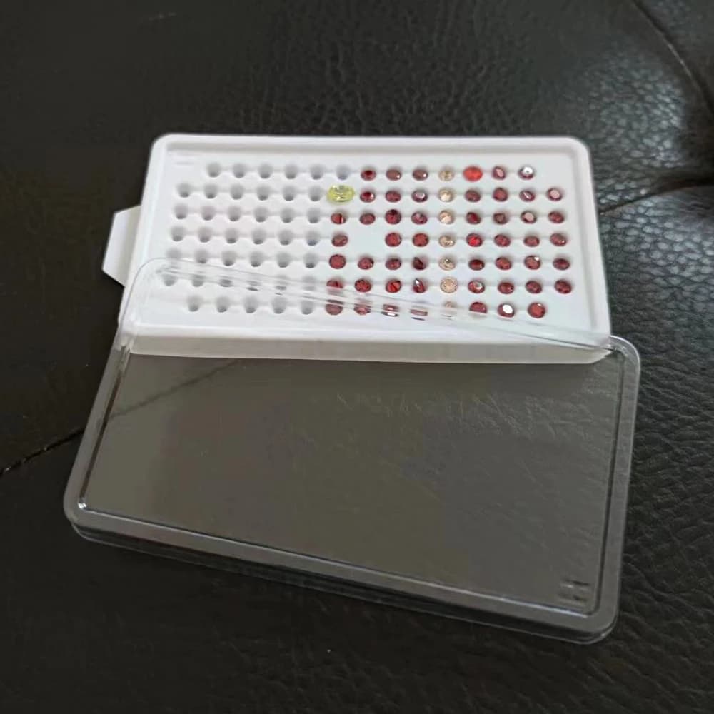 3-6mm Round Diamond Storage Box Loose Gemstone Jewelry Display Case 100 Grids Bare Stone Cover Tray Zircon Gems Packaging Box