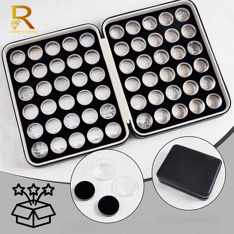 Transparent Gemstone Gem Jar Display Box Loose Diamond Jewelry Storage Carrying Case Nail Gem Stones Holder Organizer Container