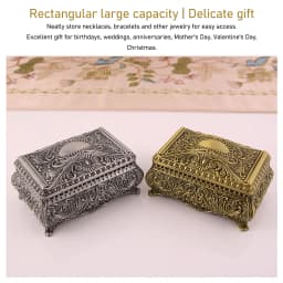 Vintage Jewelry Box Metal Jewelry Box Rectangular Trinket Storage Box Vintage Jewelry Box for Women Girls Birthday Christmas