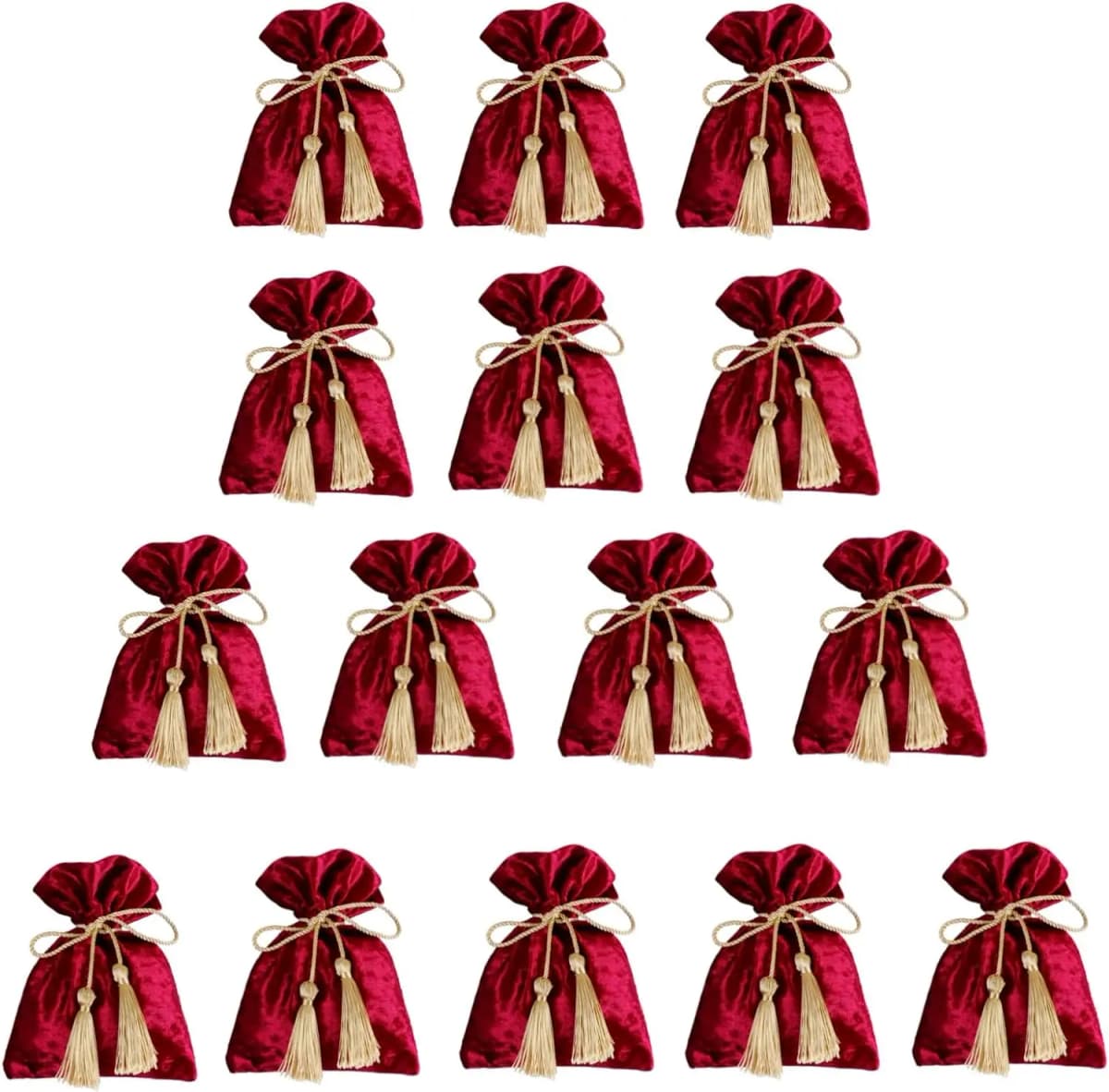 15 Pcs Velvet Drawstring Jewelry Pouch Gift Bags Drawstring Pouches with Tassel Candy Treat Bags for Wedding Gift Christmas Part