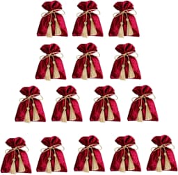 15 Pcs Velvet Drawstring Jewelry Pouch Gift Bags Drawstring Pouches with Tassel Candy Treat Bags for Wedding Gift Christmas Part