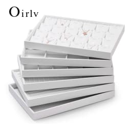 Oirlv Jewelry Tray Leather Necklace Display Bracelet Ring Watch Drawer Organizer Showcase Jewelry Display Tray Stackable Storage