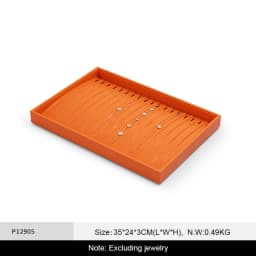 Oirlv Jewelry Tray Leather Necklace Display Bracelet Ring Watch Drawer Organizer Showcase Jewelry Display Tray Stackable Storage