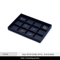 Oirlv Jewelry Tray Leather Necklace Display Bracelet Ring Watch Drawer Organizer Showcase Jewelry Display Tray Stackable Storage